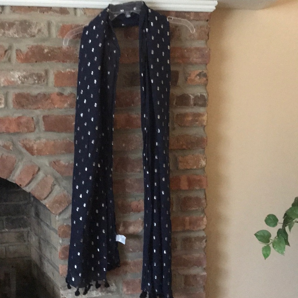 Jcrew Metallic dot scarf OS Navy - Picture 7 of 8